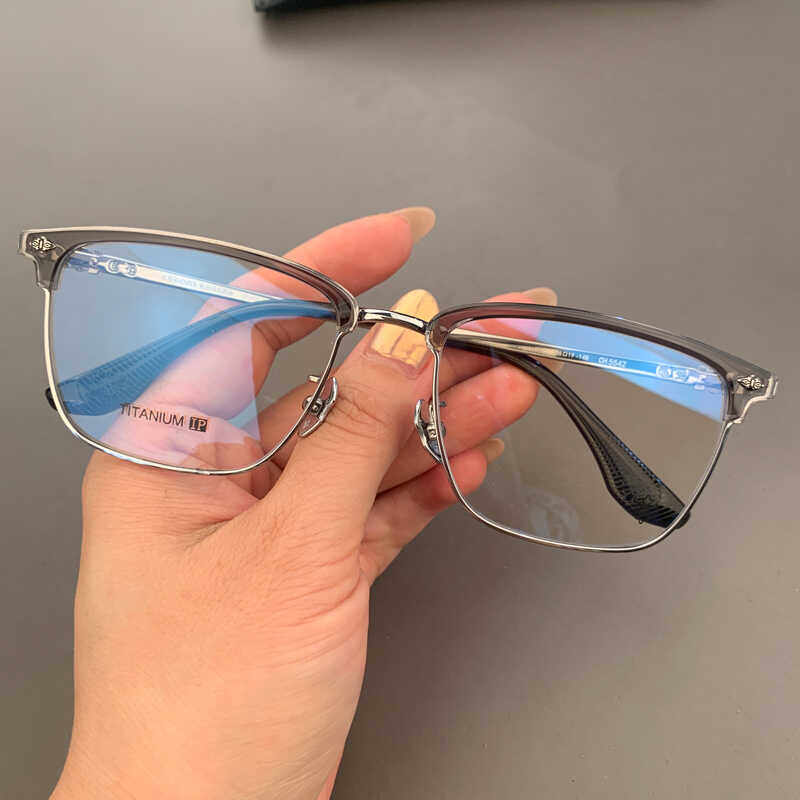 马吉他个性眼镜框架新品纯钛超轻商务复古大脸型男女学生近视平光