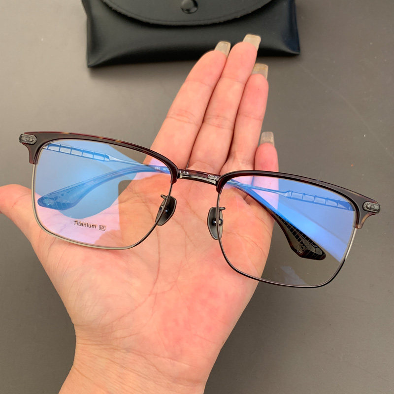 马吉他个性眼镜框架新品纯钛超轻复古大脸型眉毛架全框男女近视镜