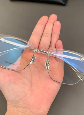 新品眼镜框架全框透明色半框复古男女百搭款大脸型超轻近视平光镜