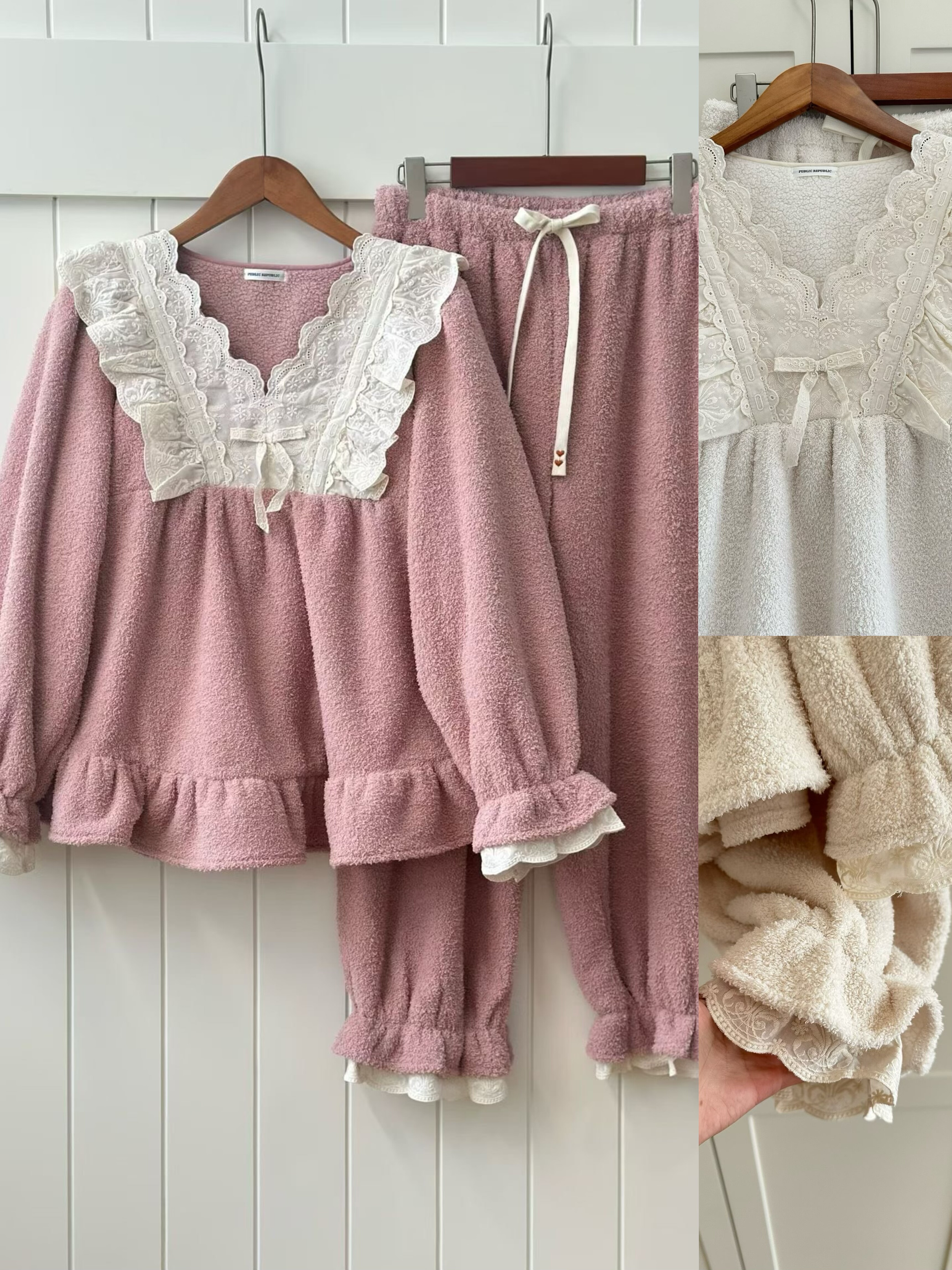 2025年冬季新款韩国PB睡衣甜美公主风保暖女长袖家居服套装珊瑚绒