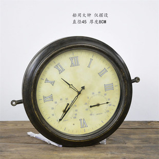 船用大钟老物件装饰墙面复古怀旧老家具旧物复古艺术道具展示