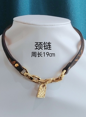 复古皮质字母项链 新款网红同款方牌颈链 个性百搭时尚休闲锁骨链