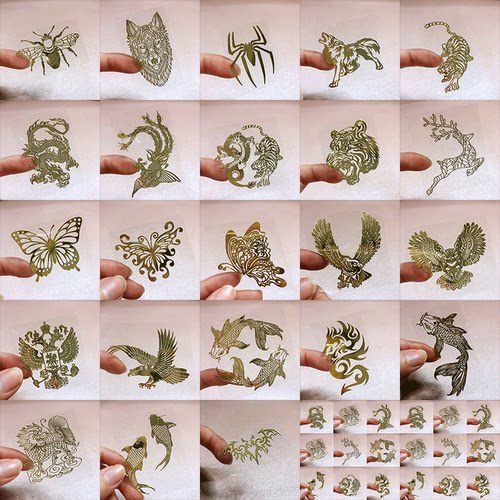 网红同款个性龙虎鱼蝴蝶鹰鹿金属镂空贴纸贴膜电脑车