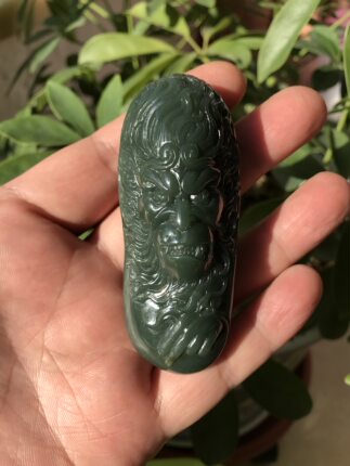 河磨玉析木把件斗战胜佛老玉齐天大圣猴子籽料岫岩玉和田玉透闪石
