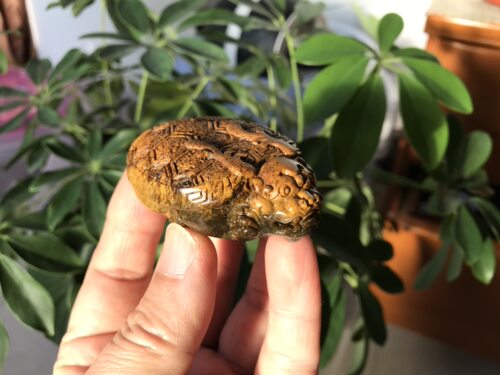 天然河磨玉析木料手把件龟龙绿料老玉玄武籽料岫岩玉和田玉透闪石