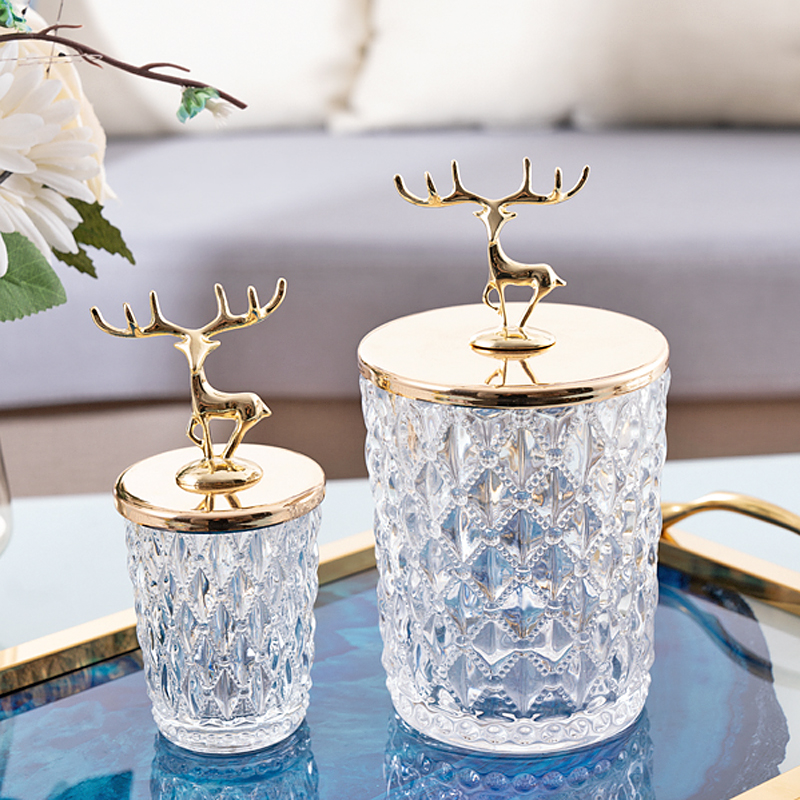 北欧茶几玻璃储物罐棉签牙签盒糖果收纳盒欧式样板间家居软装饰品,家居饰品,储物罐,淘宝优惠券,粉丝福利购,淘宝优惠卷
