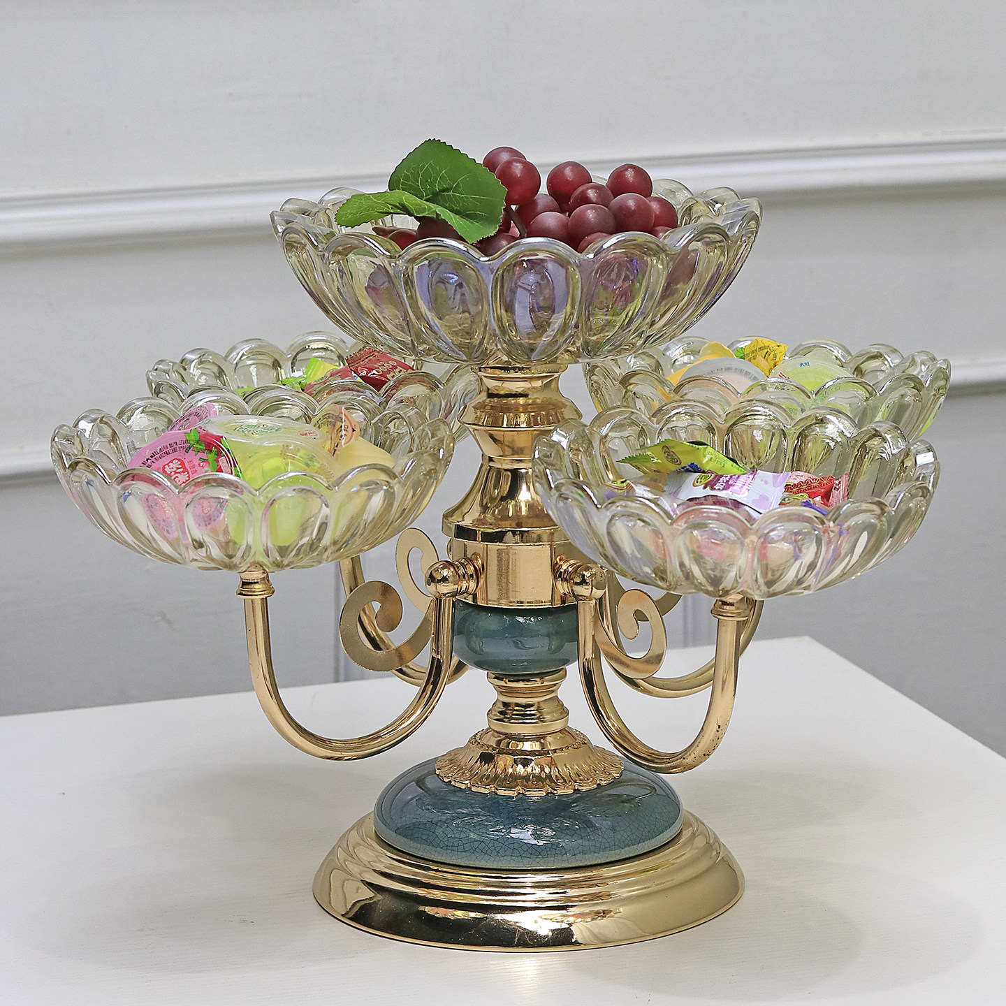 欧式水晶玻璃多层现代家用客厅茶几轻奢水果盘零食糖果盘,家居饰品,果盘/果篓,淘宝优惠券,粉丝福利购,淘宝优惠卷