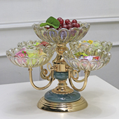 欧式 水晶玻璃多层现代家用客厅茶几轻奢水果盘零食糖果盘