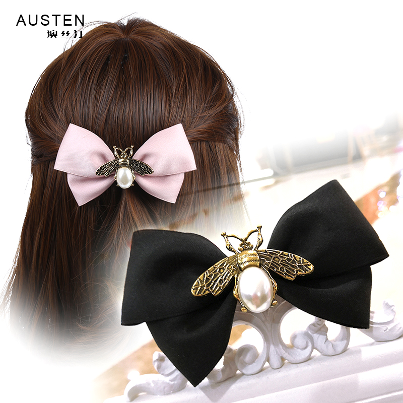 韩版发夹刘海简约百搭大蝴蝶结