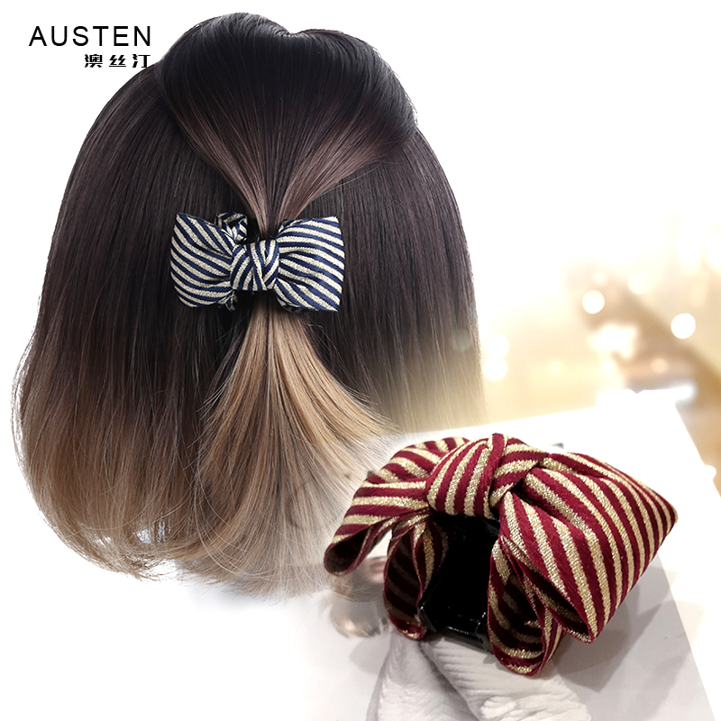 韩版金色条纹小号刘海夹