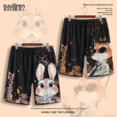 男宽松沙滩裤 夏季 大码 尼克朱迪印花情侣短裤 薄款 五分裤 冰丝半裤 子