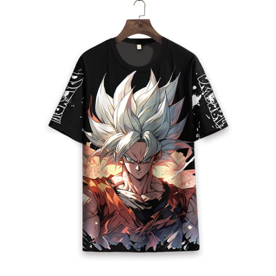 日系潮牌短袖T恤男七龙珠超级赛亚人印花孙悟空痛衣大码薄款半袖