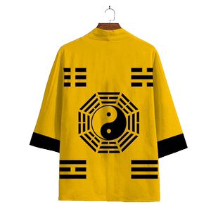 秋季国潮道袍男士太极开衫衬衫汉服休闲宽松大码披风防晒羽织外套