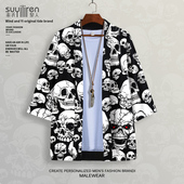 羽织防晒kimono衬衫 2025新款 道袍外套男ins潮牌骷髅印花披风夏季