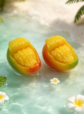 仿真半剥芒果热带水果食玩钥匙扣挂件桌面摆件DIY饰品配件冰箱贴
