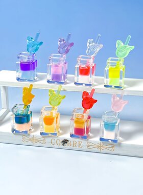 夜光双色几何方块小鸟吸管杯 diy耳环钥匙扣吊坠饰品配饰包包挂件