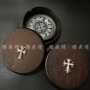 烟灰缸木质带盖不锈钢内胆十字咖啡厅创意装饰摆件道具客厅办公批