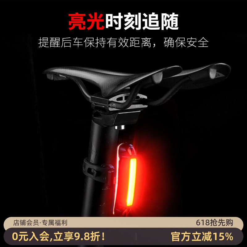 洛克兄弟 新款山地自行车骑行尾灯USB充电警示灯夜骑尾灯装备包邮