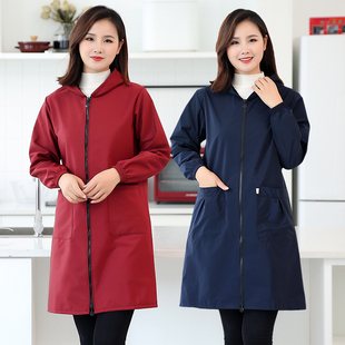 冬季 保暖厨房做饭家用围裙女 护衣加绒加厚防水防油罩衣大人加长款