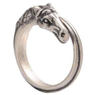 S999足银复古泰银马首戒指纯银食指夸张指环男女开口款可刻字