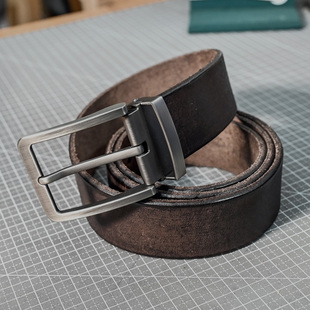 商务裤 休闲男式 带 真皮夹扣腰带头层纯牛皮正品 针扣复古皮带男士