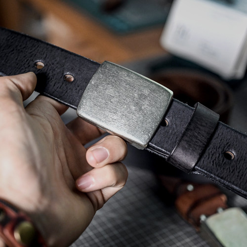 皮薯薯男复古纯牛皮铜做旧刀痕