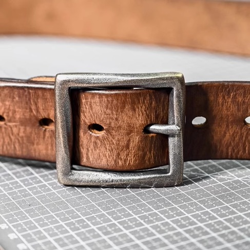 男士做旧复古牛皮白铜手工牛皮带