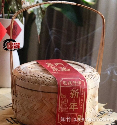 竹编食品包装手提带盖伴手礼茶叶盒圆桶通用端午礼品盒子古风篮子
