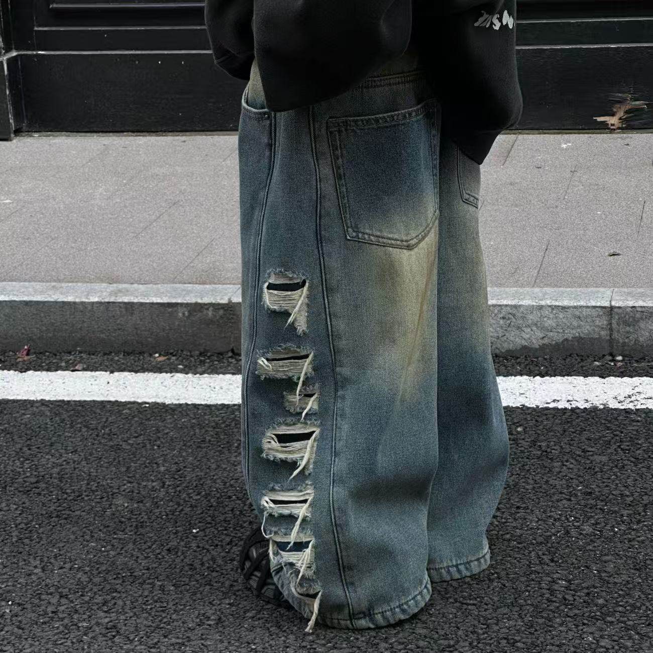 男童痞帅炸街阔腿牛仔裤秋冬季新裤子