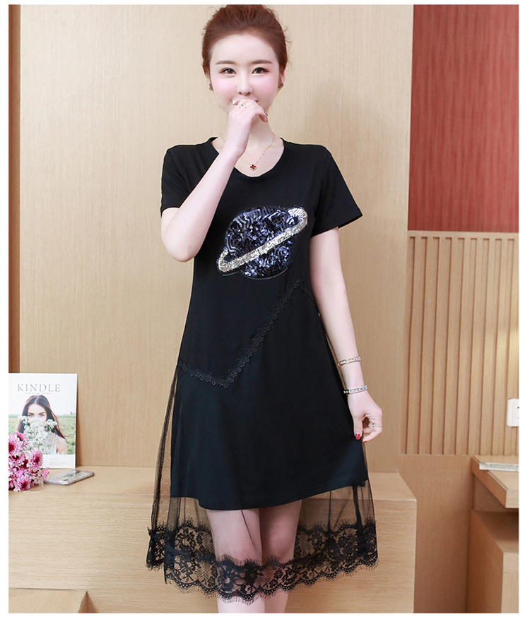 胖人服饰女洋气2019夏季新款大码女装胖mm连衣裙显瘦网纱仙女裙子