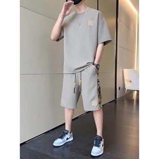 运动服套装男夏季短袖T恤篮球衣休闲短裤两件套韩版潮流2024