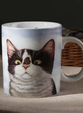 小雏菊插画马克杯宠物卡通猫咪插画系列陶瓷