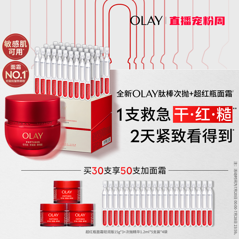 【重磅新品】OLAY肽棒次抛精华超红瓶护肤品套装修护抗皱保湿舒缓