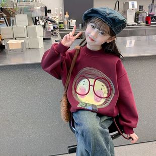 女童加绒卫衣2026新款 加厚小女孩时尚 冬季 圆领上衣 洋气儿童春秋款