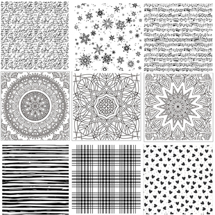 10x10cm 背景复古花纹集合圣诞节Scrapbook透明印章手账贺卡制作