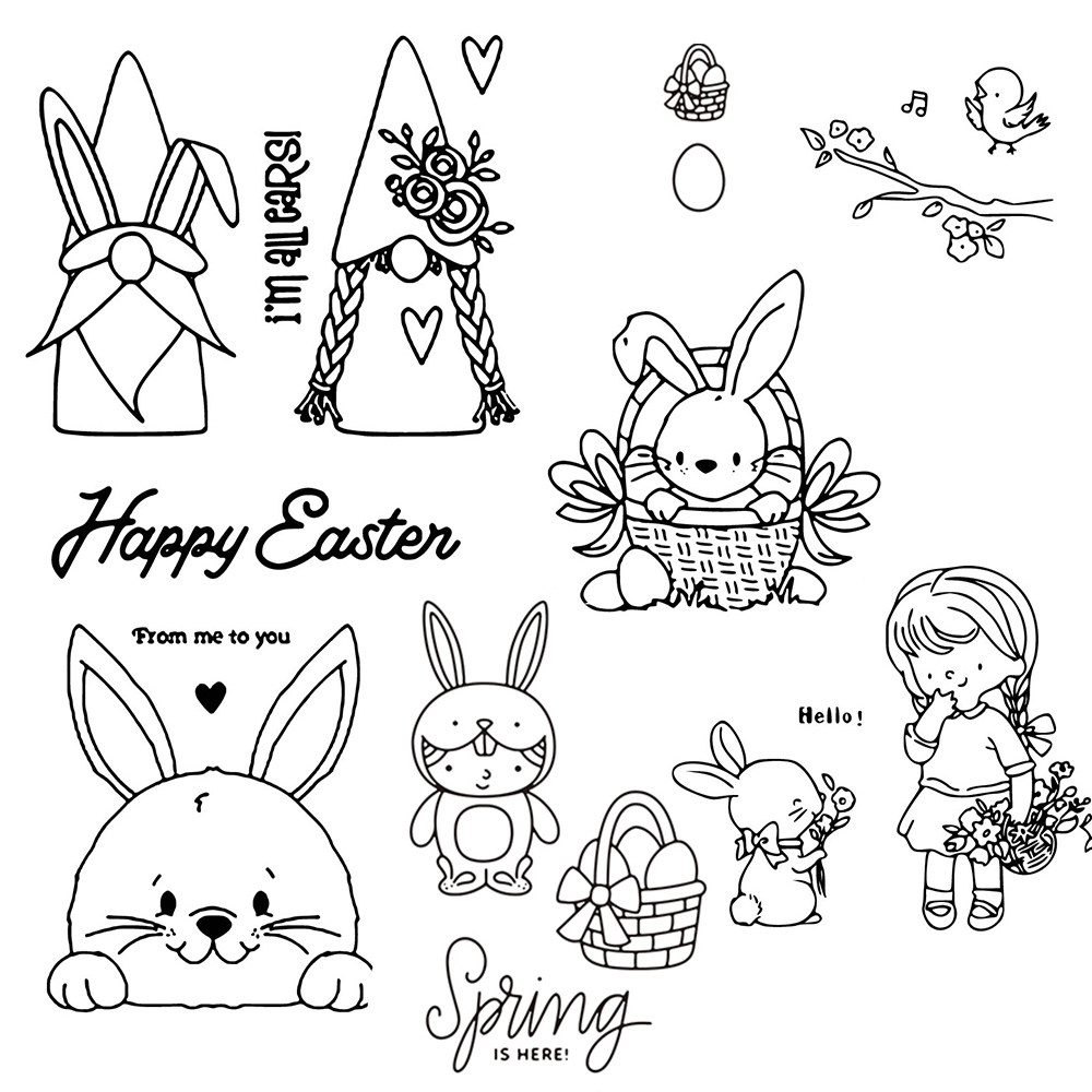 透明印章 scrapbook复活节2021 happy easter环保手账diy相册装饰