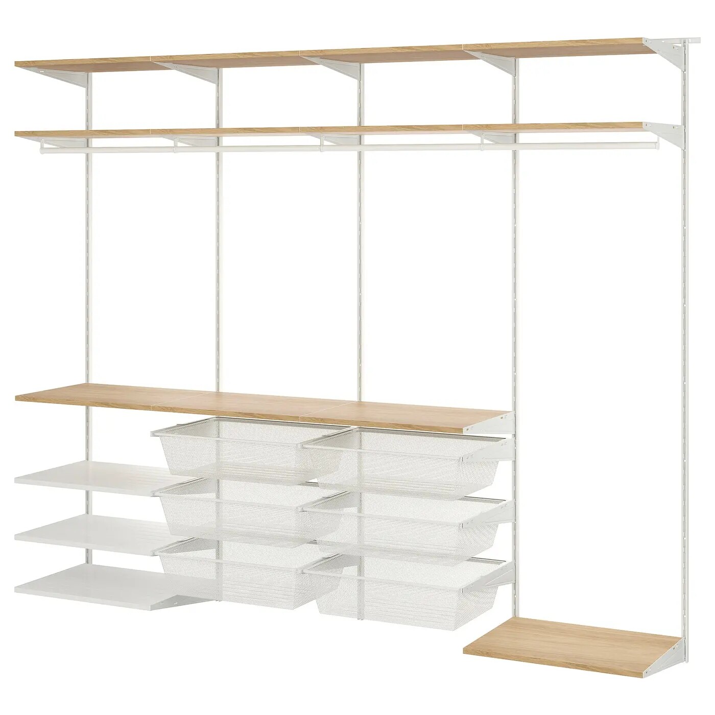 IKEA宜家博阿克塞 衣柜组合白色/橡木250x40x201厘米整理架收纳架
