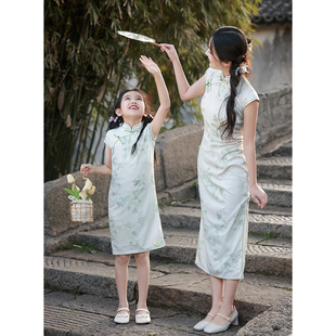 女童旗袍親子夏季 中國風改良寶寶漢服母女夏款 2025新款 連衣裙 唐裝