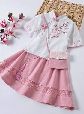 儿童汉服中国风棉麻女童汉服儿童