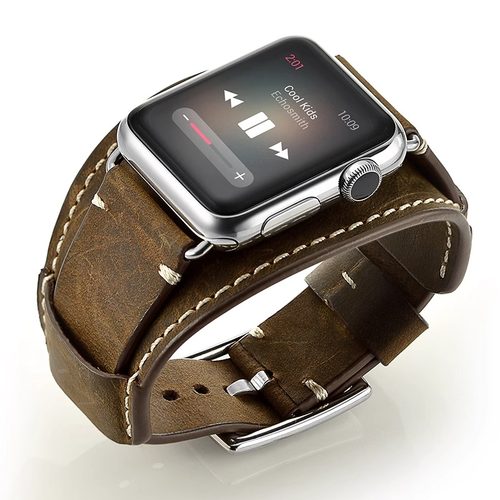 适用applewatch表带牛皮SE腕带
