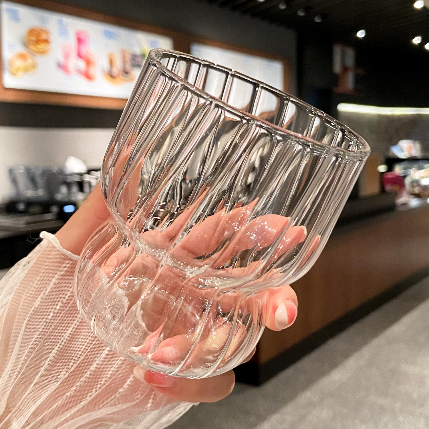 小众ins风复古玻璃杯冰美式咖啡杯耐高温水杯牛奶杯果汁饮料杯子