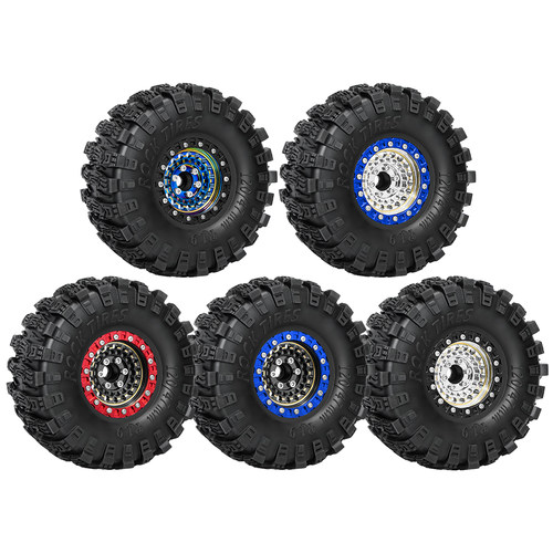 1.9寸攀爬车黄铜轮毂+猛士胎皮1/10仿真轮胎SCX10 TRX4  #LF0015