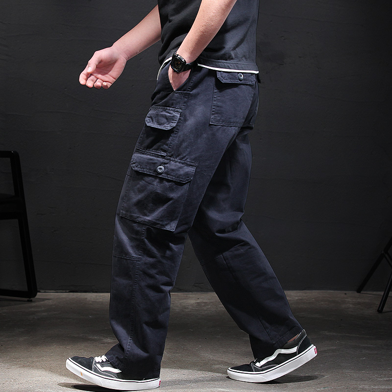 宽松运动男多口袋工装裤休闲直筒军裤子大码阔腿棉户外嘻哈潮流|ruв категории Мужская одежда, брюки - от Buy2taobao.com для оказания профессиональной услуги покупки агента Taobao