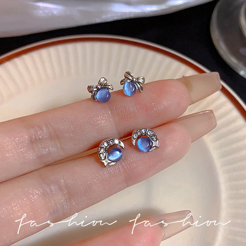 星空系列迷你蓝色锆石耳钉女小众高级百搭简约通勤海蓝宝耳饰女,饰品/流行首饰/时尚饰品新,耳环,淘宝优惠券,粉丝福利购,淘宝优惠卷