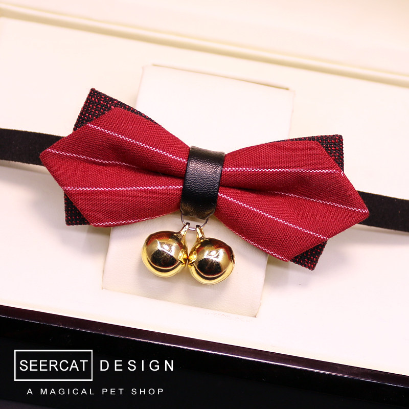 宠物饰品猫咪狗狗铃铛领结泰迪比熊项圈金毛蝴蝶结挂牌身份牌包邮