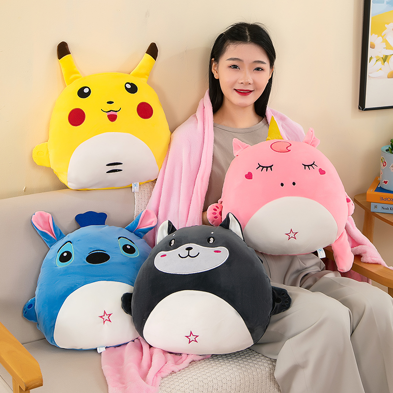 抱枕被子两用夏凉被靠枕汽车办公室空调毯靠垫三合一午睡枕头四季