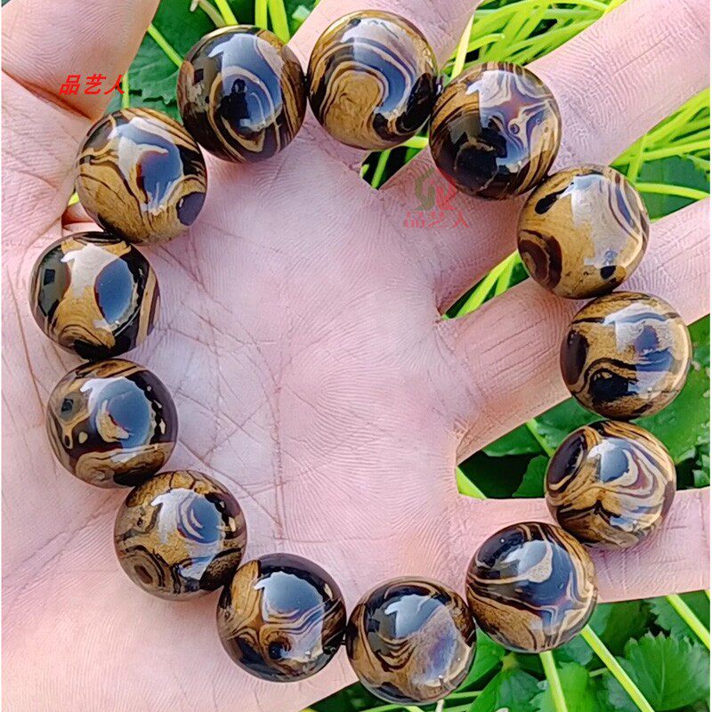 品艺人天然血柳原木手串海铁树黑珊瑚圆珠手链佛珠送礼