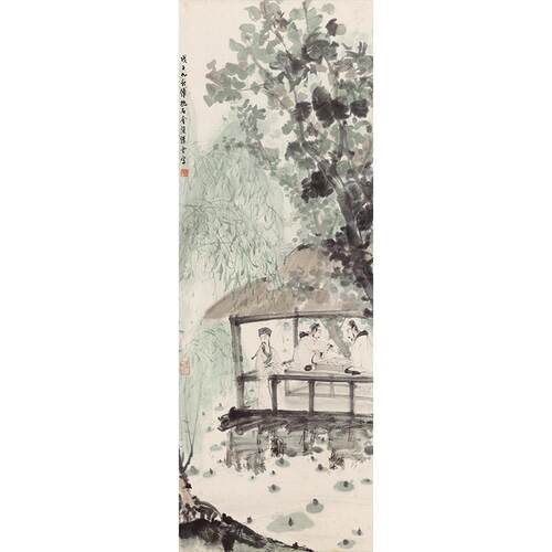 高清复刻傅抱石水阁围棋