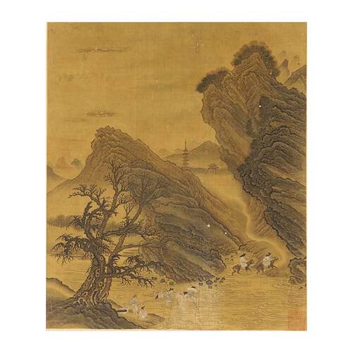 名画复制品刻宋小涉溪图