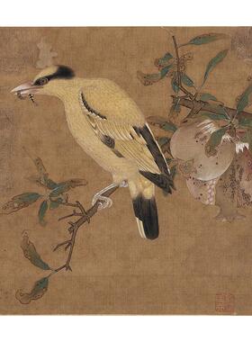 名画复制品毛益柳枝黄鸟图工笔花鸟画小品国画艺术微喷临摹装饰画
